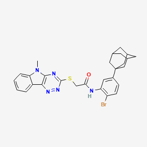 molecular formula C28H28BrN5OS B4300107 N-[5-(1-adamantyl)-2-bromophenyl]-2-[(5-methyl-5H-[1,2,4]triazino[5,6-b]indol-3-yl)thio]acetamide 