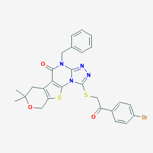 4-benzyl-1-{[2-(4-bromophenyl)-2-oxoethyl]sulfanyl}-7,7-dimethyl-6,9-dihydro-7H-pyrano[4',3':4,5]thieno[3,2-e][1,2,4]triazolo[4,3-a]pyrimidin-5(4H)-one