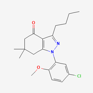molecular formula C20H25ClN2O2 B4300138 3-butyl-1-(5-chloro-2-methoxyphenyl)-6,6-dimethyl-1,5,6,7-tetrahydro-4H-indazol-4-one 