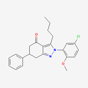 molecular formula C24H25ClN2O2 B4300150 3-butyl-2-(5-chloro-2-methoxyphenyl)-6-phenyl-2,5,6,7-tetrahydro-4H-indazol-4-one 