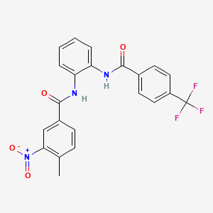 molecular formula C22H16F3N3O4 B4300156 4-methyl-3-nitro-N-(2-{[4-(trifluoromethyl)benzoyl]amino}phenyl)benzamide 