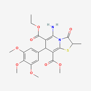 molecular formula C22H26N2O8S B4300158 6-ethyl 8-methyl 5-amino-2-methyl-3-oxo-7-(3,4,5-trimethoxyphenyl)-2,3-dihydro-7H-[1,3]thiazolo[3,2-a]pyridine-6,8-dicarboxylate 