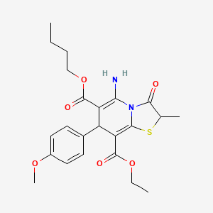 6-butyl 8-ethyl 5-amino-7-(4-methoxyphenyl)-2-methyl-3-oxo-2,3-dihydro-7H-[1,3]thiazolo[3,2-a]pyridine-6,8-dicarboxylate