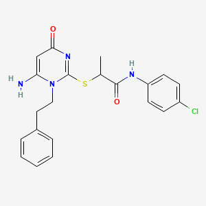 2-{[6-amino-4-oxo-1-(2-phenylethyl)-1,4-dihydropyrimidin-2-yl]thio}-N-(4-chlorophenyl)propanamide