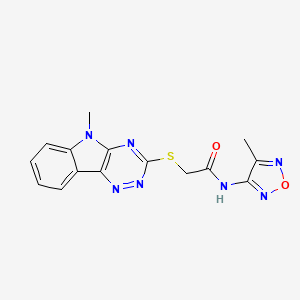 molecular formula C15H13N7O2S B4300198 N-(4-methyl-1,2,5-oxadiazol-3-yl)-2-[(5-methyl-5H-[1,2,4]triazino[5,6-b]indol-3-yl)thio]acetamide 