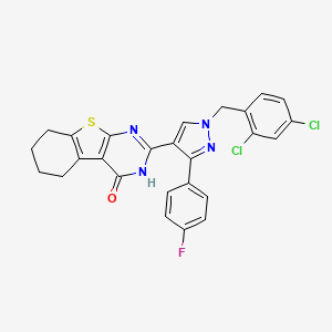 molecular formula C26H19Cl2FN4OS B4300209 2-[1-(2,4-dichlorobenzyl)-3-(4-fluorophenyl)-1H-pyrazol-4-yl]-5,6,7,8-tetrahydro[1]benzothieno[2,3-d]pyrimidin-4(3H)-one 