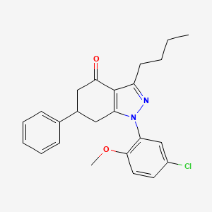 molecular formula C24H25ClN2O2 B4300229 3-butyl-1-(5-chloro-2-methoxyphenyl)-6-phenyl-1,5,6,7-tetrahydro-4H-indazol-4-one 
