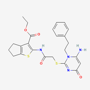 ethyl 2-[({[6-amino-4-oxo-1-(2-phenylethyl)-1,4-dihydropyrimidin-2-yl]thio}acetyl)amino]-5,6-dihydro-4H-cyclopenta[b]thiophene-3-carboxylate
