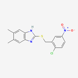 molecular formula C16H14ClN3O2S B4300249 2-[(2-chloro-5-nitrobenzyl)thio]-5,6-dimethyl-1H-benzimidazole 
