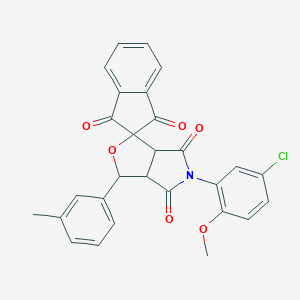molecular formula C28H20ClNO6 B430026 5-(5-chloro-2-methoxyphenyl)-3-(3-methylphenyl)-3a,6a-dihydrospiro[furo[3,4-c]pyrrole-1,2'-indene]-1',3',4,6(3H,5H)-tetrone 