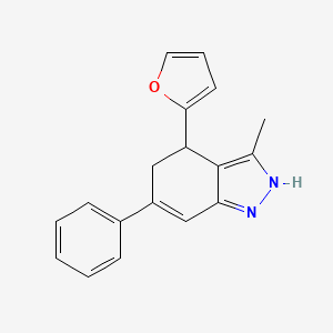 molecular formula C18H16N2O B4300273 4-(2-furyl)-3-methyl-6-phenyl-4,5-dihydro-1H-indazole 