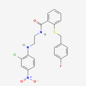 molecular formula C22H19ClFN3O3S B4300278 N-{2-[(2-chloro-4-nitrophenyl)amino]ethyl}-2-[(4-fluorobenzyl)thio]benzamide 