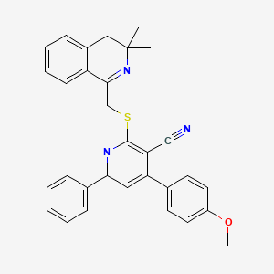 2-{[(3,3-dimethyl-3,4-dihydroisoquinolin-1-yl)methyl]thio}-4-(4-methoxyphenyl)-6-phenylnicotinonitrile