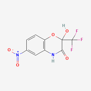 molecular formula C9H5F3N2O5 B4300299 2-hydroxy-6-nitro-2-(trifluoromethyl)-2H-1,4-benzoxazin-3(4H)-one 