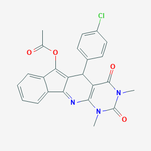 molecular formula C24H18ClN3O4 B430030 5-(4-chlorophenyl)-1,3-dimethyl-2,4-dioxo-2,3,4,5-tetrahydro-1H-indeno[2',1':5,6]pyrido[2,3-d]pyrimidin-6-yl acetate CAS No. 314039-49-1