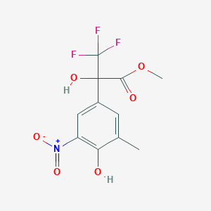 molecular formula C11H10F3NO6 B4300315 methyl 3,3,3-trifluoro-2-hydroxy-2-(4-hydroxy-3-methyl-5-nitrophenyl)propanoate 