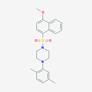 molecular formula C23H26N2O3S B4300337 1-(2,5-dimethylphenyl)-4-[(4-methoxy-1-naphthyl)sulfonyl]piperazine 