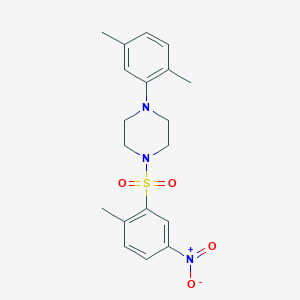 molecular formula C19H23N3O4S B4300360 1-(2,5-dimethylphenyl)-4-[(2-methyl-5-nitrophenyl)sulfonyl]piperazine 