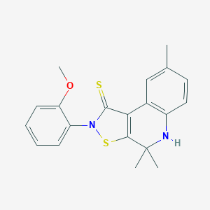 molecular formula C20H20N2OS2 B430037 2-(2-methoxyphenyl)-4,4,8-trimethyl-4,5-dihydroisothiazolo[5,4-c]quinoline-1(2H)-thione CAS No. 351224-54-9