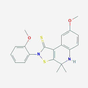 molecular formula C20H20N2O2S2 B430038 8-methoxy-2-(2-methoxyphenyl)-4,4-dimethyl-4,5-dihydroisothiazolo[5,4-c]quinoline-1(2H)-thione CAS No. 310447-07-5