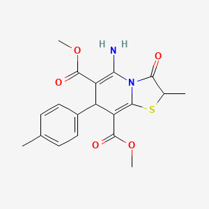 molecular formula C19H20N2O5S B4300399 dimethyl 5-amino-2-methyl-7-(4-methylphenyl)-3-oxo-2,3-dihydro-7H-[1,3]thiazolo[3,2-a]pyridine-6,8-dicarboxylate 