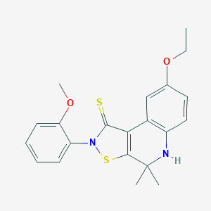 molecular formula C21H22N2O2S2 B430042 8-ethoxy-2-(2-methoxyphenyl)-4,4-dimethyl-4,5-dihydroisothiazolo[5,4-c]quinoline-1(2H)-thione CAS No. 351224-57-2