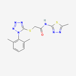 molecular formula C14H15N7OS2 B4300442 2-{[1-(2,6-dimethylphenyl)-1H-tetrazol-5-yl]thio}-N-(5-methyl-1,3,4-thiadiazol-2-yl)acetamide 