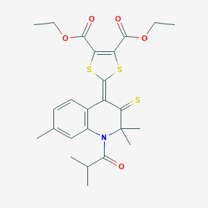 molecular formula C25H29NO5S3 B430047 Diethyl 2-[2,2,7-trimethyl-1-(2-methylpropanoyl)-3-sulfanylidenequinolin-4-ylidene]-1,3-dithiole-4,5-dicarboxylate CAS No. 351224-76-5