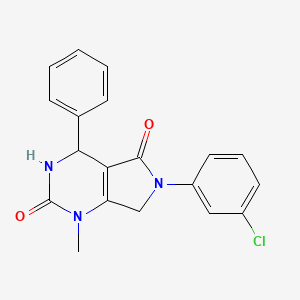 molecular formula C19H16ClN3O2 B4300478 6-(3-chlorophenyl)-1-methyl-4-phenyl-3,4,6,7-tetrahydro-1H-pyrrolo[3,4-d]pyrimidine-2,5-dione 