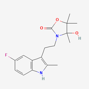 molecular formula C17H21FN2O3 B4300486 3-[2-(5-fluoro-2-methyl-1H-indol-3-yl)ethyl]-4-hydroxy-4,5,5-trimethyl-1,3-oxazolidin-2-one 