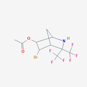 molecular formula C10H10BrF6NO2 B4300509 5-bromo-3,3-bis(trifluoromethyl)-2-azabicyclo[2.2.1]hept-6-yl acetate 