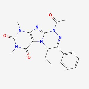 molecular formula C19H20N6O3 B4300519 1-acetyl-4-ethyl-7,9-dimethyl-3-phenyl-1,4-dihydro[1,2,4]triazino[3,4-f]purine-6,8(7H,9H)-dione 