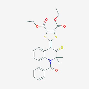 molecular formula C27H25NO5S3 B430055 Diethyl 2-(1-benzoyl-2,2-dimethyl-3-sulfanylidenequinolin-4-ylidene)-1,3-dithiole-4,5-dicarboxylate CAS No. 364337-49-5