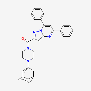 molecular formula C33H35N5O B4300584 2-{[4-(1-adamantyl)piperazin-1-yl]carbonyl}-5,7-diphenylpyrazolo[1,5-a]pyrimidine 