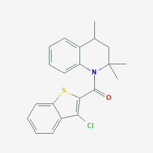 molecular formula C21H20ClNOS B430060 1-[(3-Chloro-1-benzothien-2-yl)carbonyl]-2,2,4-trimethyl-1,2,3,4-tetrahydroquinoline CAS No. 332144-17-9