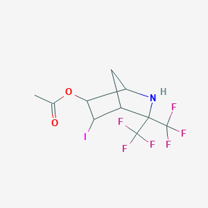 molecular formula C10H10F6INO2 B4300603 5-iodo-3,3-bis(trifluoromethyl)-2-azabicyclo[2.2.1]hept-6-yl acetate 