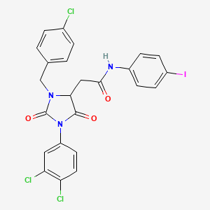 molecular formula C24H17Cl3IN3O3 B4300604 2-[3-(4-chlorobenzyl)-1-(3,4-dichlorophenyl)-2,5-dioxoimidazolidin-4-yl]-N-(4-iodophenyl)acetamide 