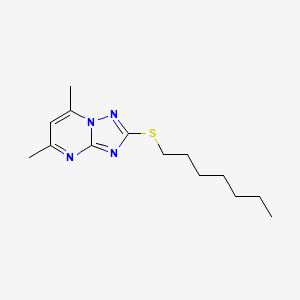 molecular formula C14H22N4S B4300632 2-(heptylthio)-5,7-dimethyl[1,2,4]triazolo[1,5-a]pyrimidine 