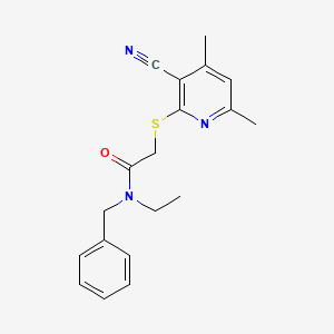 molecular formula C19H21N3OS B4300637 N-benzyl-2-[(3-cyano-4,6-dimethylpyridin-2-yl)thio]-N-ethylacetamide 