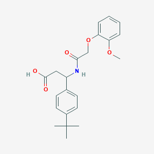 molecular formula C22H27NO5 B4300667 3-(4-tert-butylphenyl)-3-{[(2-methoxyphenoxy)acetyl]amino}propanoic acid 