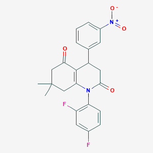 molecular formula C23H20F2N2O4 B4300678 1-(2,4-difluorophenyl)-7,7-dimethyl-4-(3-nitrophenyl)-4,6,7,8-tetrahydroquinoline-2,5(1H,3H)-dione 