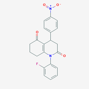 molecular formula C21H17FN2O4 B4300684 1-(2-fluorophenyl)-4-(4-nitrophenyl)-4,6,7,8-tetrahydroquinoline-2,5(1H,3H)-dione 