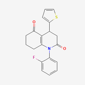 molecular formula C19H16FNO2S B4300688 1-(2-fluorophenyl)-4-(2-thienyl)-4,6,7,8-tetrahydroquinoline-2,5(1H,3H)-dione 