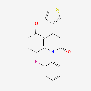 molecular formula C19H16FNO2S B4300689 1-(2-fluorophenyl)-4-(3-thienyl)-4,6,7,8-tetrahydroquinoline-2,5(1H,3H)-dione 