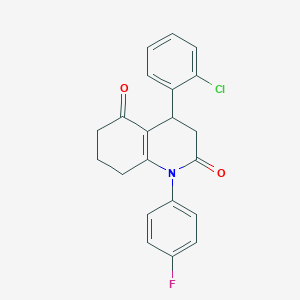 molecular formula C21H17ClFNO2 B4300707 4-(2-chlorophenyl)-1-(4-fluorophenyl)-4,6,7,8-tetrahydroquinoline-2,5(1H,3H)-dione 