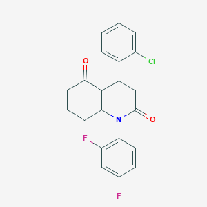 molecular formula C21H16ClF2NO2 B4300714 4-(2-chlorophenyl)-1-(2,4-difluorophenyl)-4,6,7,8-tetrahydroquinoline-2,5(1H,3H)-dione 