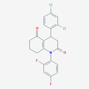 molecular formula C21H15Cl2F2NO2 B4300721 4-(2,4-dichlorophenyl)-1-(2,4-difluorophenyl)-4,6,7,8-tetrahydroquinoline-2,5(1H,3H)-dione 