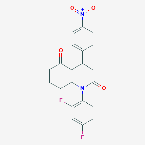 molecular formula C21H16F2N2O4 B4300724 1-(2,4-difluorophenyl)-4-(4-nitrophenyl)-4,6,7,8-tetrahydroquinoline-2,5(1H,3H)-dione 