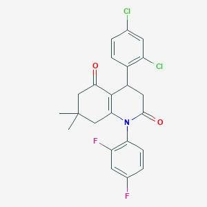 molecular formula C23H19Cl2F2NO2 B4300747 4-(2,4-dichlorophenyl)-1-(2,4-difluorophenyl)-7,7-dimethyl-4,6,7,8-tetrahydroquinoline-2,5(1H,3H)-dione 