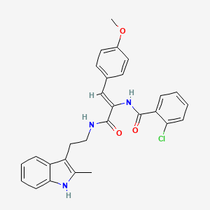 molecular formula C28H26ClN3O3 B4300765 2-chloro-N-[2-(4-methoxyphenyl)-1-({[2-(2-methyl-1H-indol-3-yl)ethyl]amino}carbonyl)vinyl]benzamide 